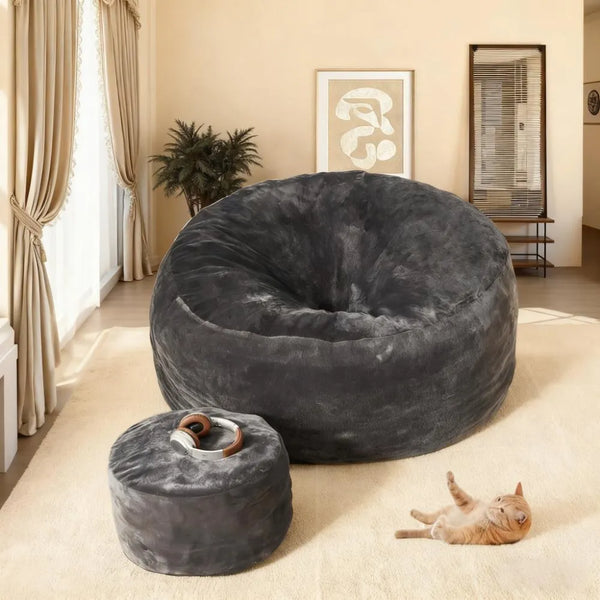 Removable Bean Bag Chair Cover - High-Resilience Filling