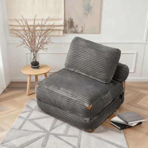 Beanbag Foldable Sofa Bed - Convertible Lounger with Pillow and Back Support