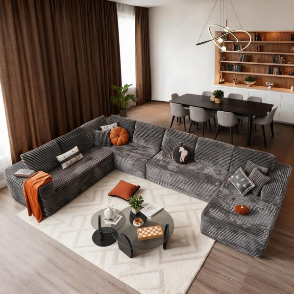 Modular Cloud Sofa Memory Foam Corduroy U-Chaise No Assembly